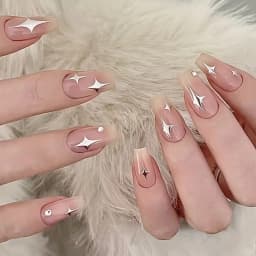 1/4 PCS 3D Metal Silver Golden Starburst Nails Stickers Manicure French Nail Art Decoration Decal Y2K Nail Art Tips Nail Charm