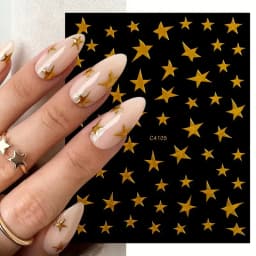 1/4 PCS 3D Metal Silver Golden Starburst Nails Stickers Manicure French Nail Art Decoration Decal Y2K Nail Art Tips Nail Charm