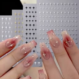 1/4 PCS 3D Metal Silver Golden Starburst Nails Stickers Manicure French Nail Art Decoration Decal Y2K Nail Art Tips Nail Charm