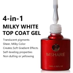 MSHARE Milky White No Wipe Top Coat UV LED Gel Jelly Color Top Gel Sosk Off Gel Polish Strengthen Semi Permanent Vernis 10/30ml