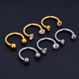 5Pcs G23 Titanium 16G CZ Tragus Eyebrow Piercing Body Jewelry Labret Lip Ring Stud Earrings Septum Nose Rings Internal Thread