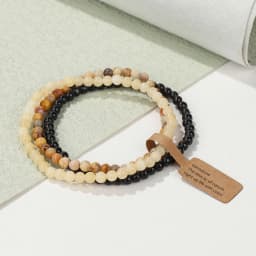 3Pcs/set Natural Green Stone Bracelet 4mm Moss Agates Black Onyx Cat Eye Beads Elastic Bracelets For Women Men Simple Jewelry