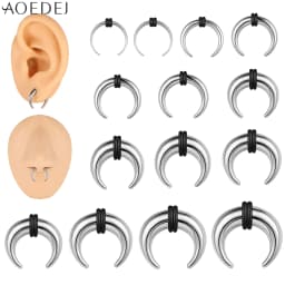 AOEDEJ 1 Piece Punk Stainless Steel Nose Ring 8-25mm Horseshoe Shape Septum Rings Nose Studs Earring Men Body Piercing Jewelry
