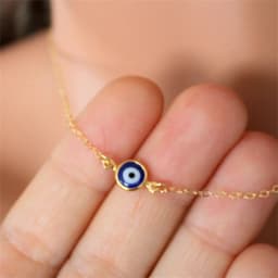 Turkish Blue Evil Eye Pendant Necklaces for Women Simple Thin Link Clavicle Chain Round Demon Eyes Choker Friendship Jewelry