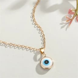 Turkish Blue Evil Eye Pendant Necklaces for Women Simple Thin Link Clavicle Chain Round Demon Eyes Choker Friendship Jewelry