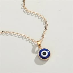 Turkish Blue Evil Eye Pendant Necklaces for Women Simple Thin Link Clavicle Chain Round Demon Eyes Choker Friendship Jewelry