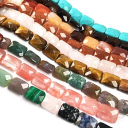 Natural Stone Beads Faceted Square Shape Spaced Isolated Loose Beaded for Jewelry Making DIY Necklace Bracelet Accessories Gift