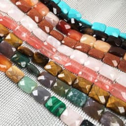 Natural Stone Beads Faceted Square Shape Spaced Isolated Loose Beaded for Jewelry Making DIY Necklace Bracelet Accessories Gift