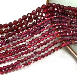 Fine 100% Natural Stone Beads Faceted Red Garnet Loose Round Gemstone For Jewelry Making DIY Bracelet Necklace Charm 2-4mm