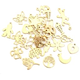 10pcs/lot 316 Stainless Steel Gold Plated Tree Moon Butterfly Small Charms Pendant For Necklace DIY Jewelry Making