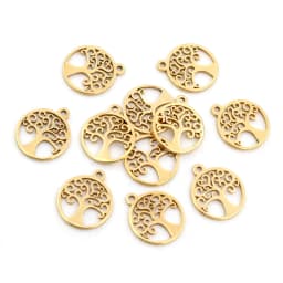 10pcs/lot 316 Stainless Steel Gold Plated Tree Moon Butterfly Small Charms Pendant For Necklace DIY Jewelry Making