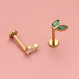 ASTM F136 Titanium Piercing Single Tiny Marquise CZ Internally Threaded Flat Back Labret Helix Tragus Piercing Labret Pierced