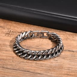 Gold Plated Men's Chunky Chain Bracelet,Stainless Steel Thick Cuban Chain Wristband,Hip Hop Punk Luxury Jewelry Gift for Him