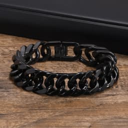 Gold Plated Men's Chunky Chain Bracelet,Stainless Steel Thick Cuban Chain Wristband,Hip Hop Punk Luxury Jewelry Gift for Him