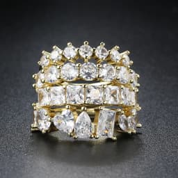 Simple Women's Ring Gold Color Geometry Cubic Zirconia Minimalist Stacking Rings Finger Accessories Female Jewelry Gifts R018
