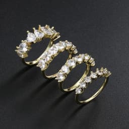 Simple Women's Ring Gold Color Geometry Cubic Zirconia Minimalist Stacking Rings Finger Accessories Female Jewelry Gifts R018