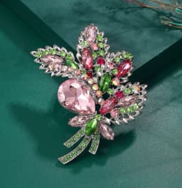 New Design Woman's Vintage Brown Rhinestone Crystal Flower Leaf Pendant Brooch Pin Fashion Jewelry Luxurious Wedding Gift