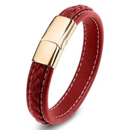 European and American Hot Selling Simple Style Woven Multicolor Wide Leather Rope Bracelet 316L Stainless Steel Men's Bracelet