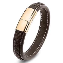 European and American Hot Selling Simple Style Woven Multicolor Wide Leather Rope Bracelet 316L Stainless Steel Men's Bracelet