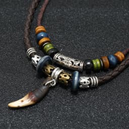 Tibetan Ethnic Necklace Men Indian Bohemian Nepal Mala Beads Tibetan Ox Horn Pendant Long Statement Necklaces Women