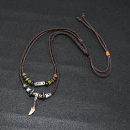 Tibetan Ethnic Necklace Men Indian Bohemian Nepal Mala Beads Tibetan Ox Horn Pendant Long Statement Necklaces Women