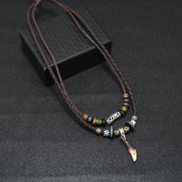 Tibetan Ethnic Necklace Men Indian Bohemian Nepal Mala Beads Tibetan Ox Horn Pendant Long Statement Necklaces Women