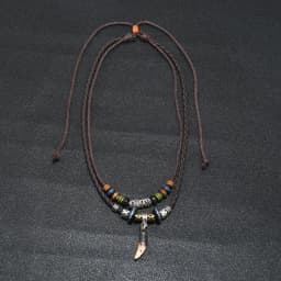 Tibetan Ethnic Necklace Men Indian Bohemian Nepal Mala Beads Tibetan Ox Horn Pendant Long Statement Necklaces Women