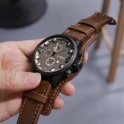 Retro Men's Watches Classic Luxury Business Quartz Watch Fashion Big Dial Leather Strap Date Military Wristwatch for Men