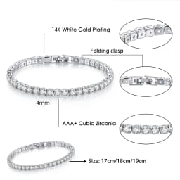 Chic 4mm Round Colorful Crystal Tennis Bracelets Silver Color Adjustable Folding Buckle Chain Bracelet on Hand Fashion Jewelry