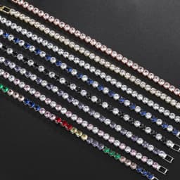 Chic 4mm Round Colorful Crystal Tennis Bracelets Silver Color Adjustable Folding Buckle Chain Bracelet on Hand Fashion Jewelry