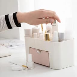 Makeup Organizer Storage Box with Drawer Cotton Swab Stick Storage Case Lipstick Organizer Brush Holder Makeup Acrylic Plastic
