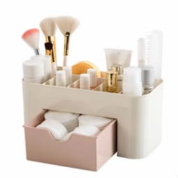 Makeup Organizer Storage Box with Drawer Cotton Swab Stick Storage Case Lipstick Organizer Brush Holder Makeup Acrylic Plastic