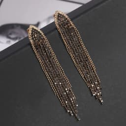 2023 New Classic Shiny Crystal Clip on Earrings Ladies Exaggerated Long Tassels Colorful Rhinestone Non Pierced Earrings Jewelry