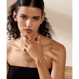 Yhpup Natural Pearls Double Layer Chain Stainless Steel Charm Bracelet Bangle Women Stylish Summer Jewelry Waterproof
