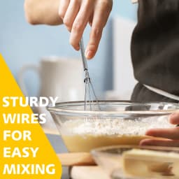 Leeseph Wire Whisks, 5in 7in 8in Stainless Steel Kitchen Mini Whisk & Egg Beater for Cooking, Blending, Beating and Stirring