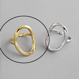 925 Sterling Silver Rings For Women Hollow Out Gold Color Temperament Personality Fashion Female Trendy Resizable Opening Rings