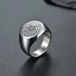 YILUOCD Seal of The Seven Archangels Rings for Men The Key of Solomon Ring Kabbalah Talisman Amulet Stainless Steel Male Jewelry