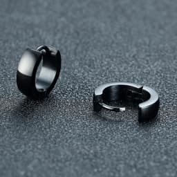 5 Pair Black Earrings Stainless Steel Ear Hoops for Men and Women