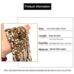 Natural Coffee Zebra Jasper Stone Beads Loose Round Smooth Gem For Jewelry Making DIY Bracelet Accessories 4 6 8 10 12MM 15''