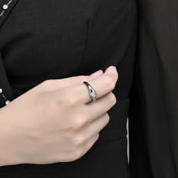 Stainless Steel Heart CZ Solitaire Ring Wedding Band for Women Girl Size 5-10
