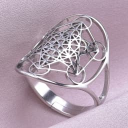 Exquisite Hollow Six Point Star Adjustable Rings For Women Men Stainless Steel Fashion Geometric Oval Finger Ring Jewelry Gift