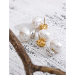 Yhpup 316 Stainless Steel Imitation Pearl Beads No Scratches Stud Earrings Daily Chic Fashion Japan Simple Ear Jewelry for Women