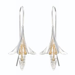Huitan Creative Two Tone Flower Shaped Women's Earrings Hip Hop Party Anniversary Love Gift Delicate Dangle Earrings for Female