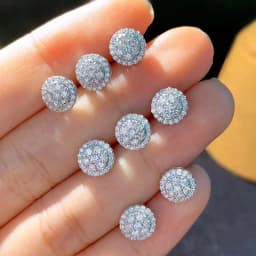 Huitan Dainty Round Shaped Stud Earrings for Women Full White Cubic Zirconia Simple and Classic Female Earrings Wholesale Lots