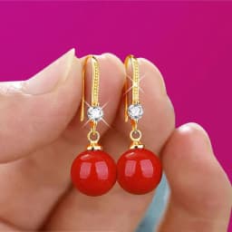 Exquisite Fashion Silver Color Water Imitation Pearls Drop Earrings for Women Shiny Red Green Round Earings Jewelry Gift 2025