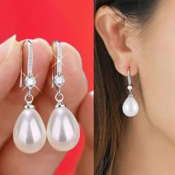 Exquisite Fashion Silver Color Water Imitation Pearls Drop Earrings for Women Shiny Red Green Round Earings Jewelry Gift 2025
