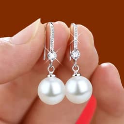 Exquisite Fashion Silver Color Water Imitation Pearls Drop Earrings for Women Shiny Red Green Round Earings Jewelry Gift 2025