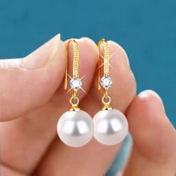 Exquisite Fashion Silver Color Water Imitation Pearls Drop Earrings for Women Shiny Red Green Round Earings Jewelry Gift 2025