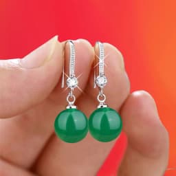 Exquisite Fashion Silver Color Water Imitation Pearls Drop Earrings for Women Shiny Red Green Round Earings Jewelry Gift 2025