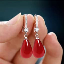 Exquisite Fashion Silver Color Water Imitation Pearls Drop Earrings for Women Shiny Red Green Round Earings Jewelry Gift 2025
